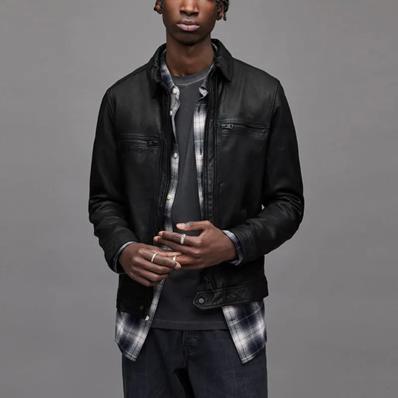 ALLSAINTS Leather Jackets Men Black Black-1