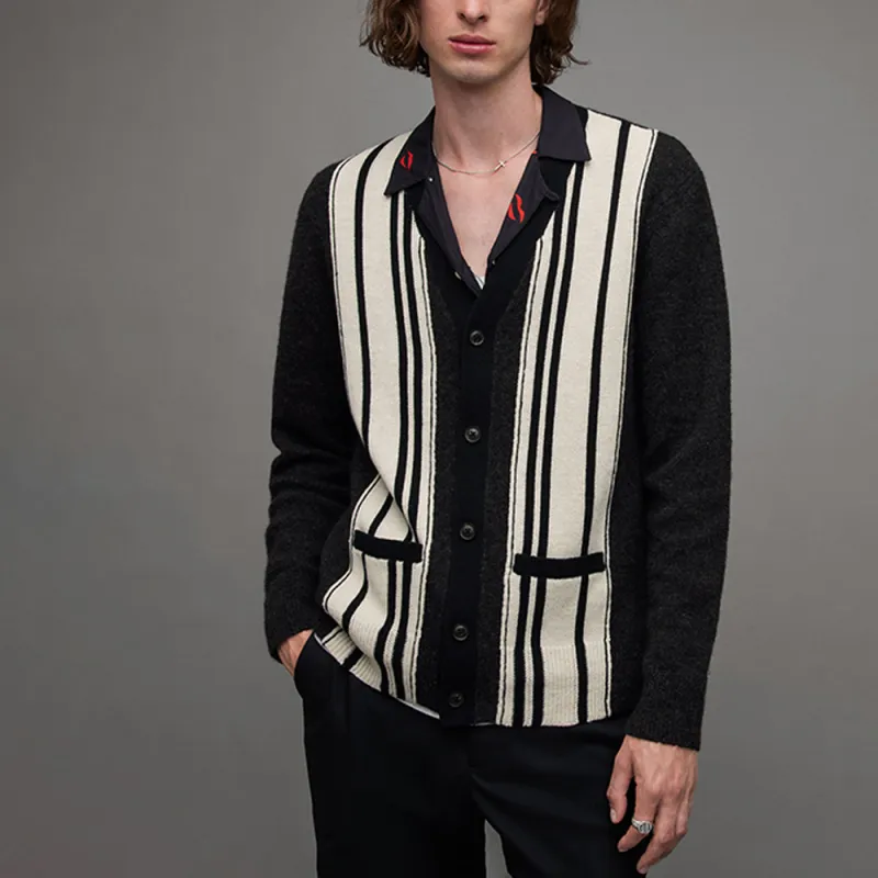 ALLSAINTS Knitwear Men Black White Stripes-2