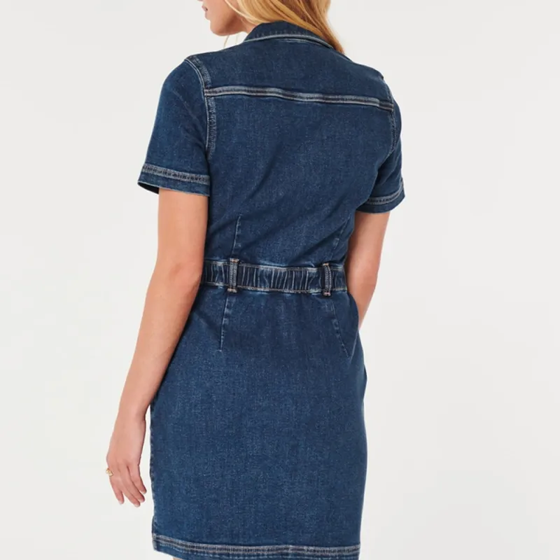 Hollister Short-Sleeved Dresses Women's Denim Blue-3