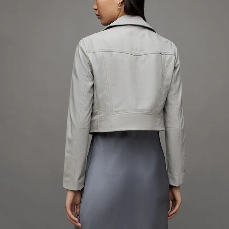 ALLSAINTS Leather Jackets Women's Light Gray-3