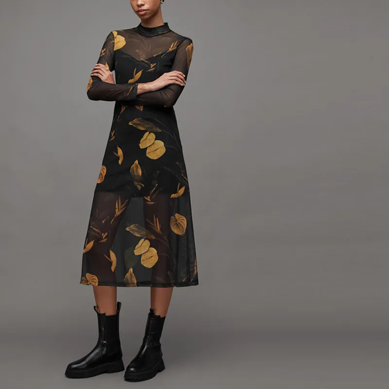ALLSAINTS Long-Sleeved Dresses Women's Black Gold-3