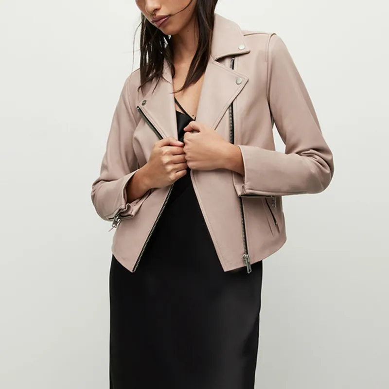 ALLSAINTS Leather Jackets Women's Hazy Pink-2