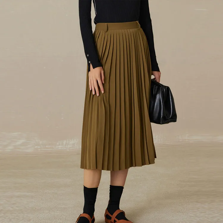 MSLAN Casual Long Skirts Women's Dijon Brown-1
