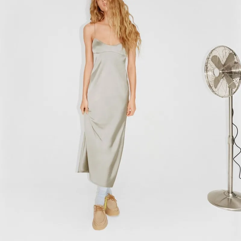 ZARA Slip Dresses Women's Gray-2