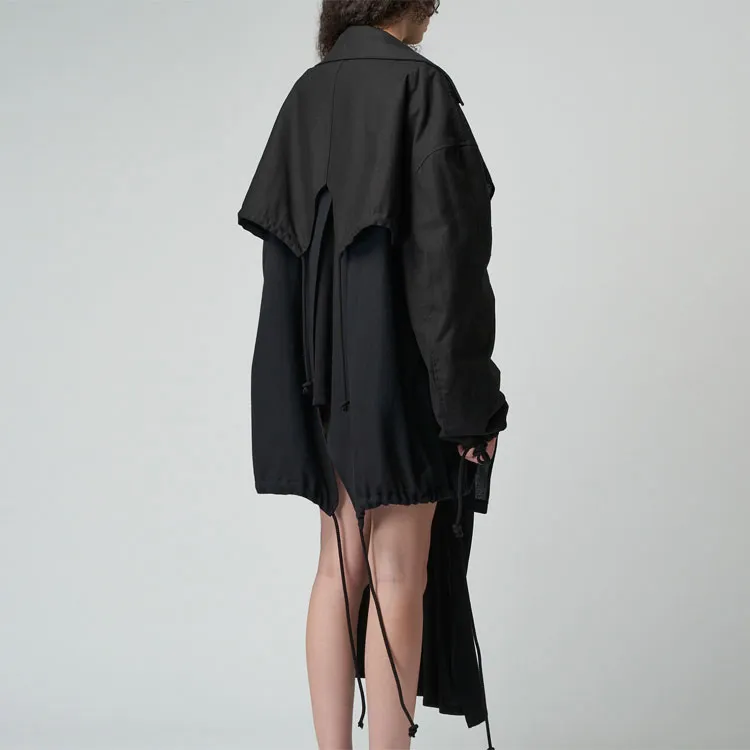Yohji Yamamoto Panelled Drawstring Cape-3
