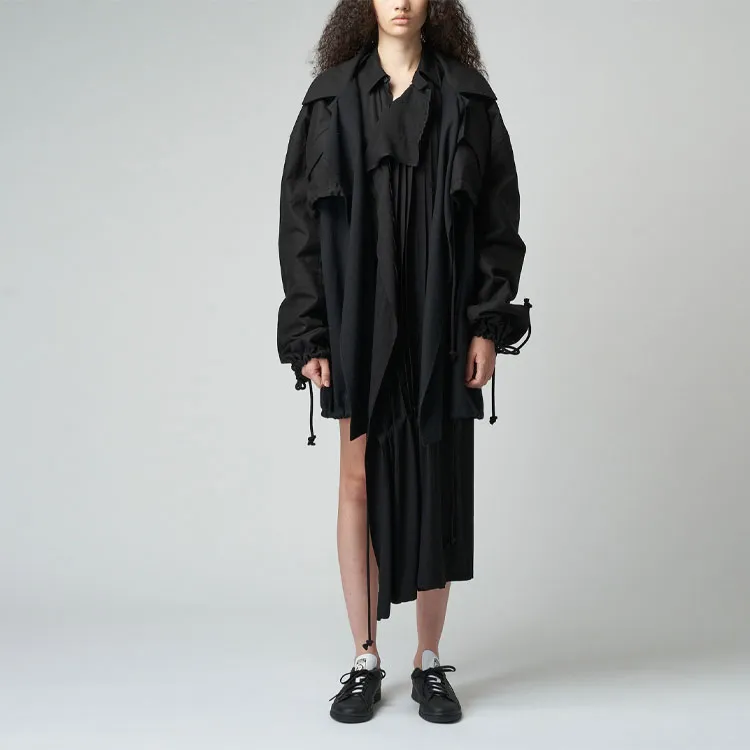 Yohji Yamamoto Panelled Drawstring Cape-2