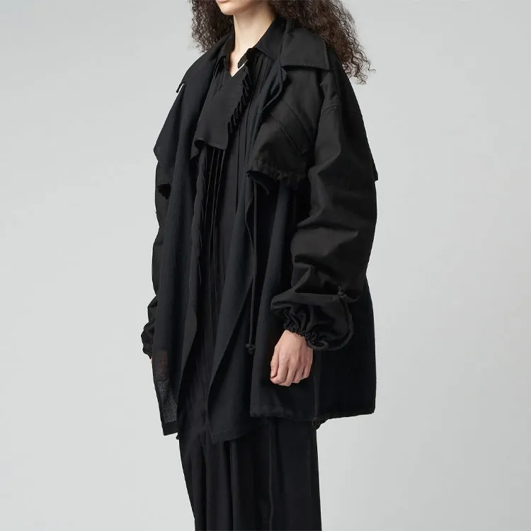 Yohji Yamamoto Panelled Drawstring Cape-4