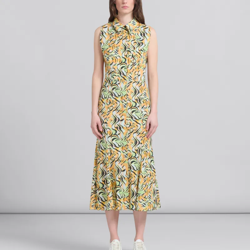 MARNI Floral print Cut out Midi Shirt Dress-1