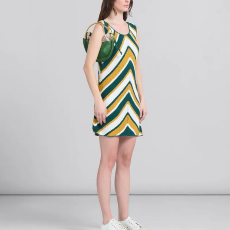 MARNI Striped Knitted Cotton Mini Dress-2