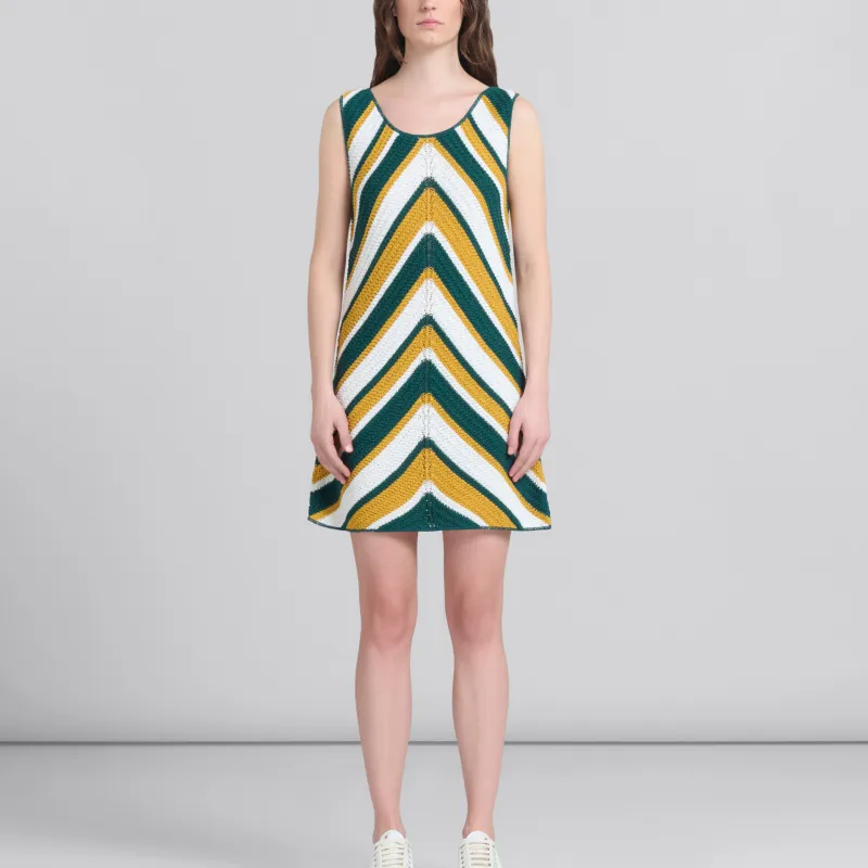 MARNI Striped Knitted Cotton Mini Dress-1