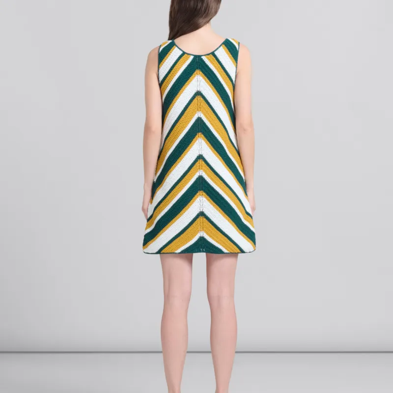 MARNI Striped Knitted Cotton Mini Dress-3