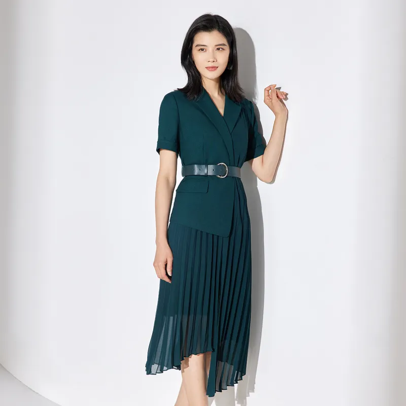 BBLLUUEE Short Sleeved Dress Women's Turquoise-3