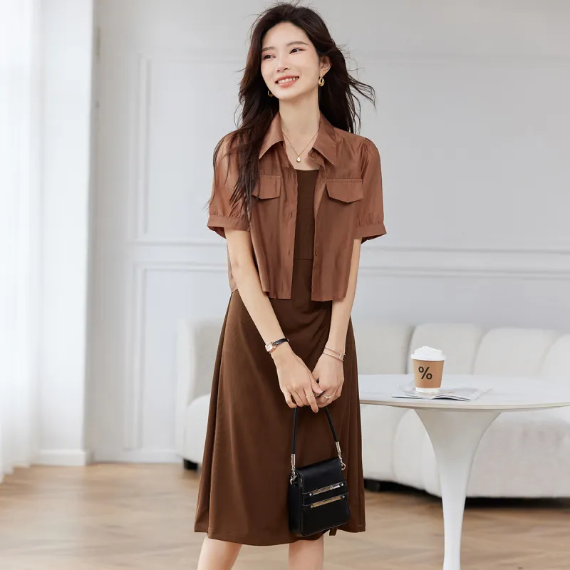 TERRE BLEUE Skirt Set Women's Coffee-1
