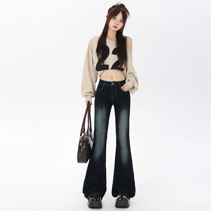 YINLEI Jeans Women's Dark Blue-2