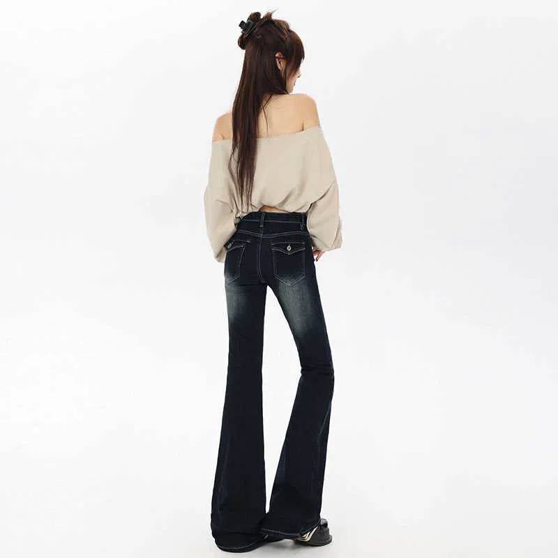 YINLEI Jeans Women's Dark Blue-1