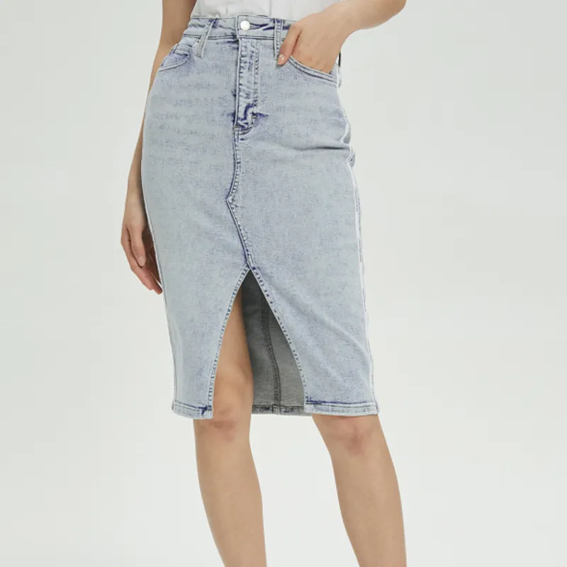 CK/Calvin Klein Denim Long Skirt Women's Light Blue-2