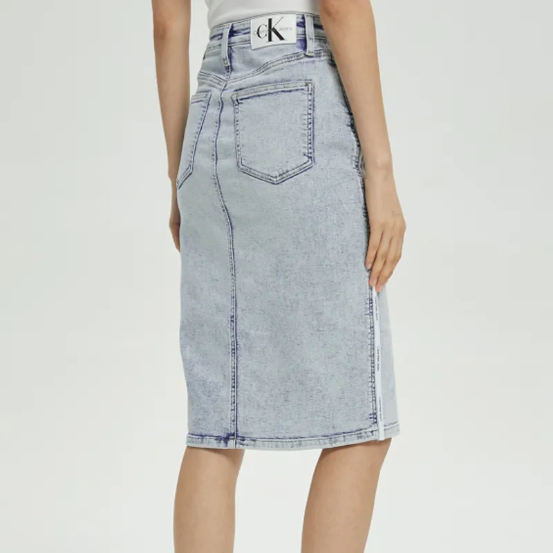 CK/Calvin Klein Denim Long Skirt Women's Light Blue-3