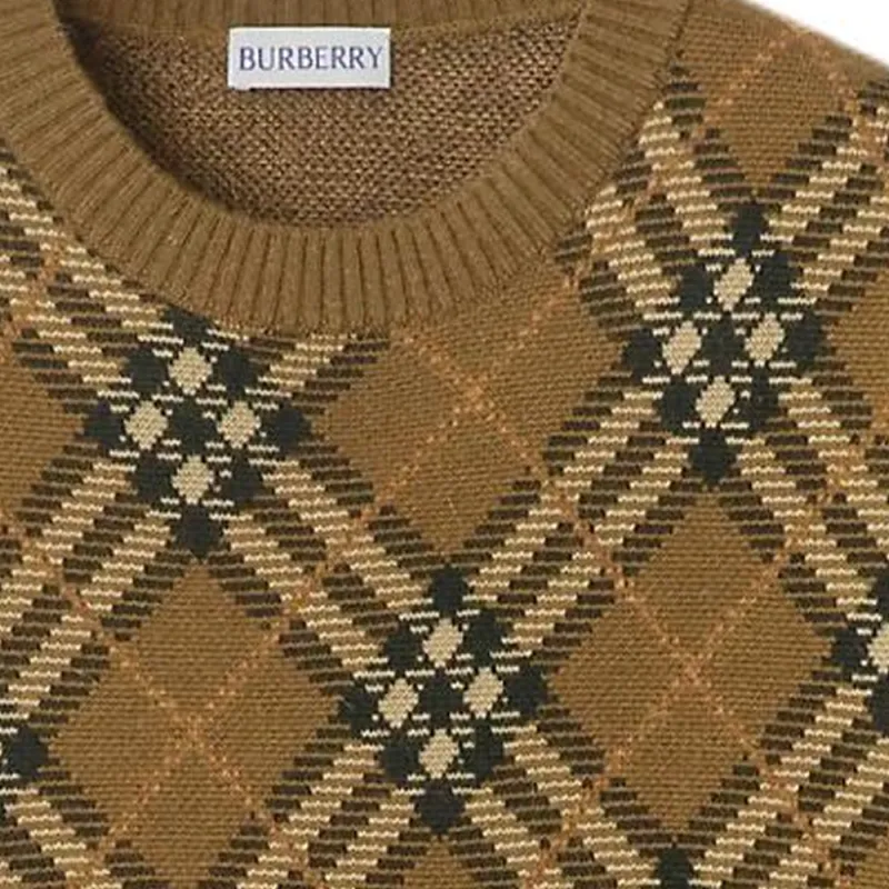 Burberry Checked Knitted Crewneck Jumper-5