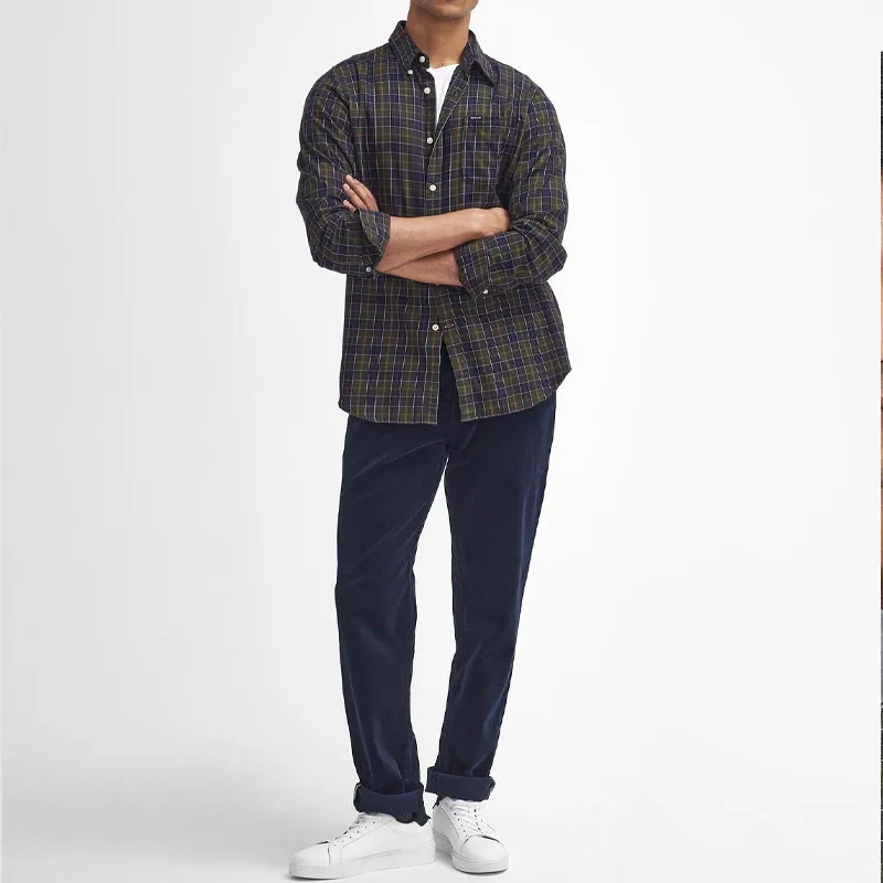 BARBOUR Shirt Men's Classic Plaid Velvet-1