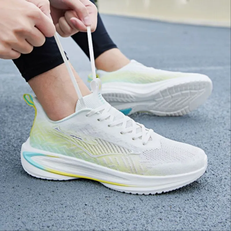 Erke Light Cloud Cushioning Anti-Slip And Wear-Resistant Low-Top Running Shoes Men's Microcrystal White Mint Blue-5
