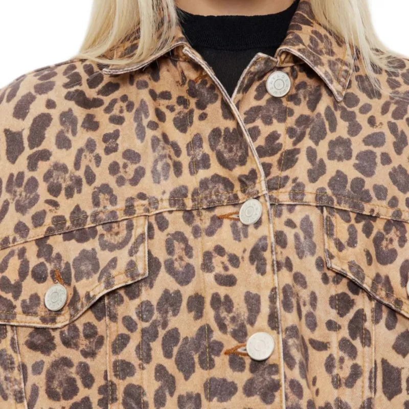 Bimba Y Lola Leopard print Oversize Denim Jacket-5