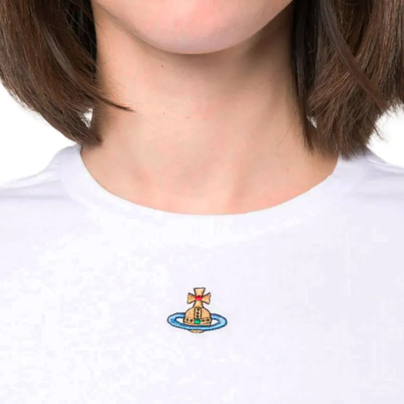 Vivienne Westwood Orb Logo embroidery Cotton T shirt-4
