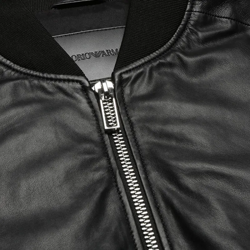EMPORIO ARMANI Leather Jacket Men's Black-3