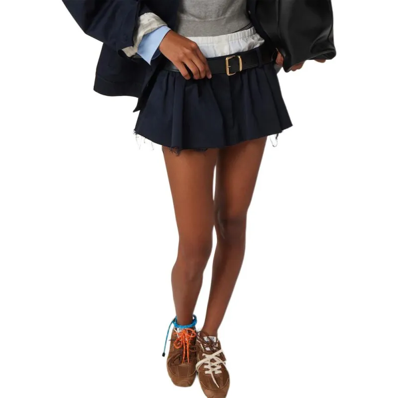 MIU MIU Low Rise Chino Flared Mini Skirt-2