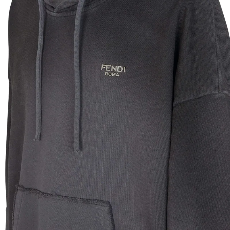 FENDI Logo lettering Cotton Hoodie-5
