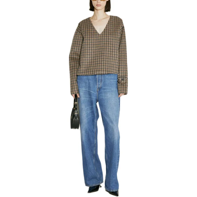 PRADA Checked V Neck Top-2