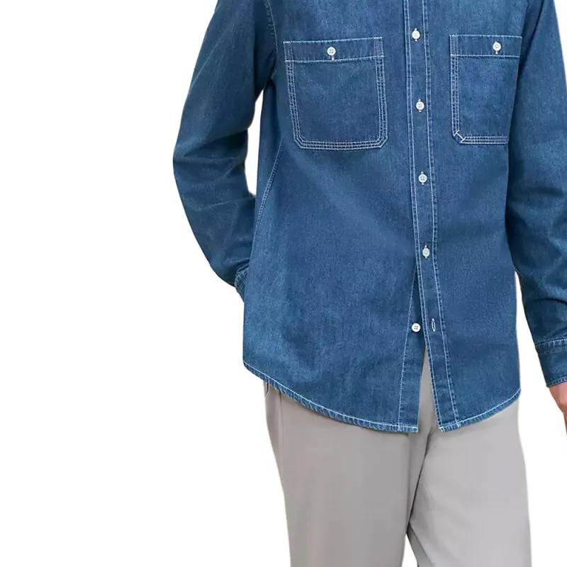 HERMES FW24 Shirt Men's Washable Indigo-2