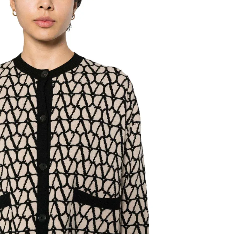 Valentino All-Over Logo Patterned Buttoned Cardigan-5
