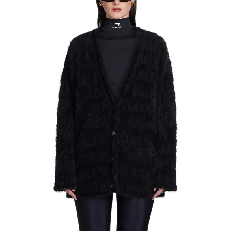 Balenciaga Furry Cardigan 'Black'-2