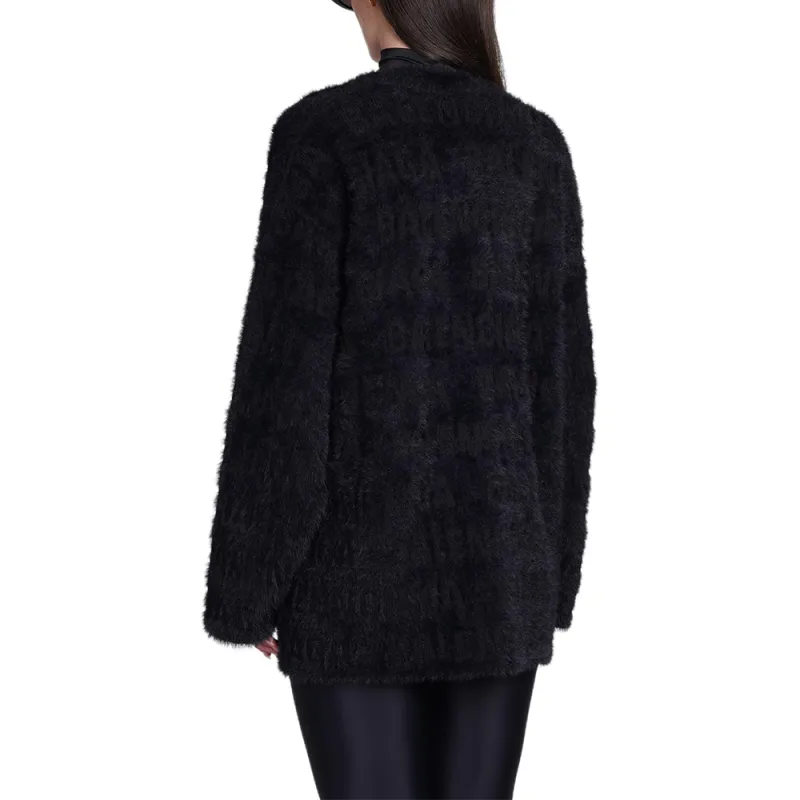 Balenciaga Furry Cardigan 'Black'-3