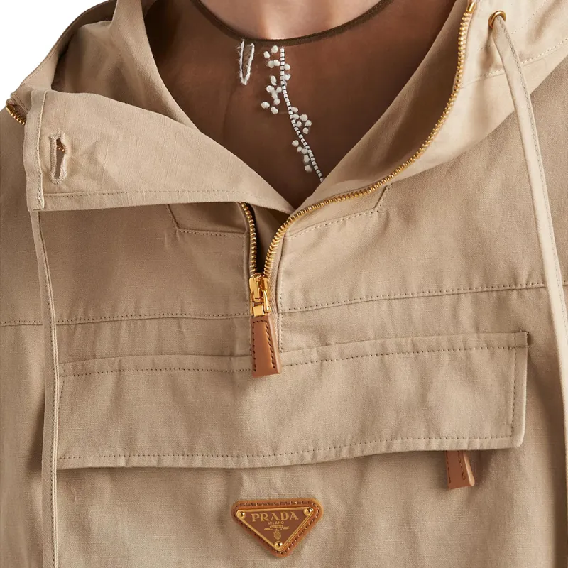 PRADA Triangle logo Cotton Windbreaker-4