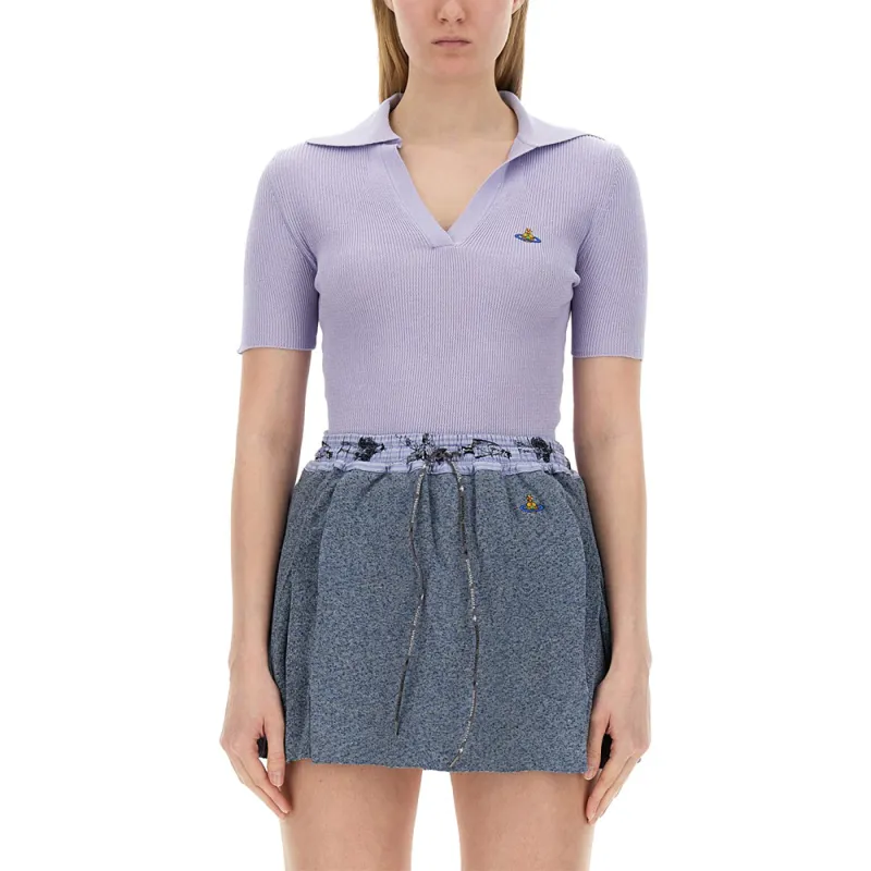 Vivienne Westwood Polo Shirt Women's Blue Purple-3