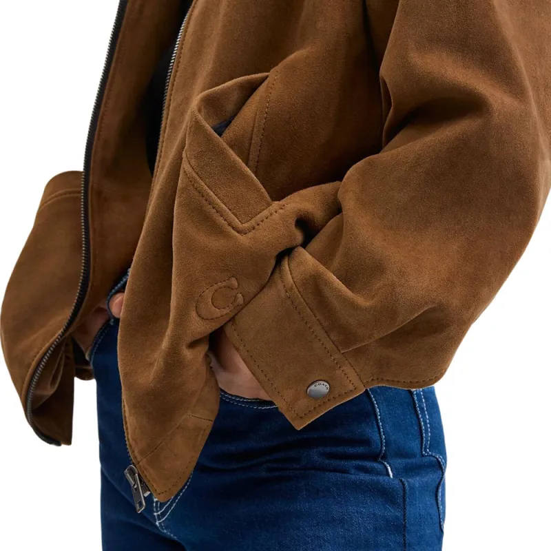 COACH Oversized Suede Jacket Jackets & Coats Women's Brown-3