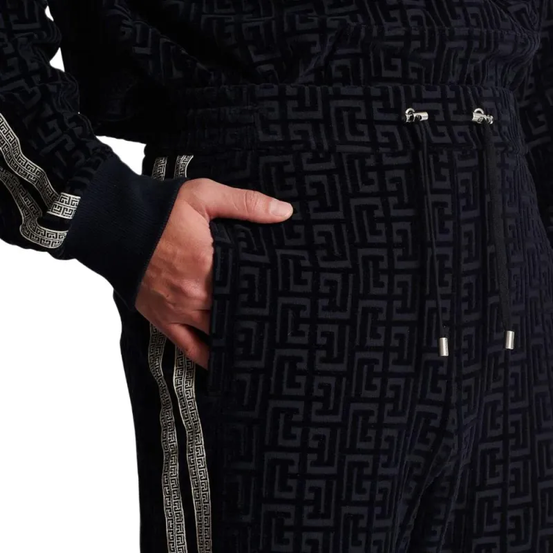 BALMAIN Monogrammed Velvet Joggers-5