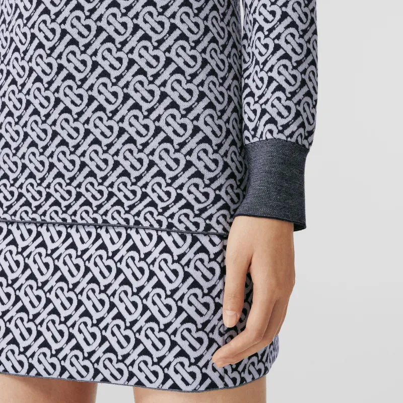 Burberry Monogram Wool Jacquard Turtleneck Sweater 'Dark Charcoal Blue'-5