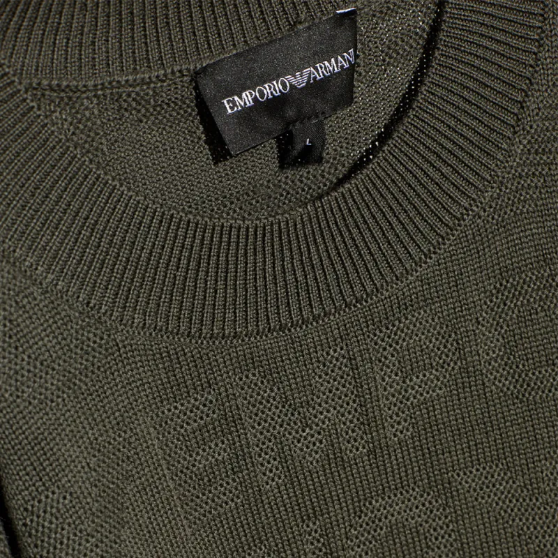 EMPORIO ARMANI Logo Jacquard Crewneck Jumper-4