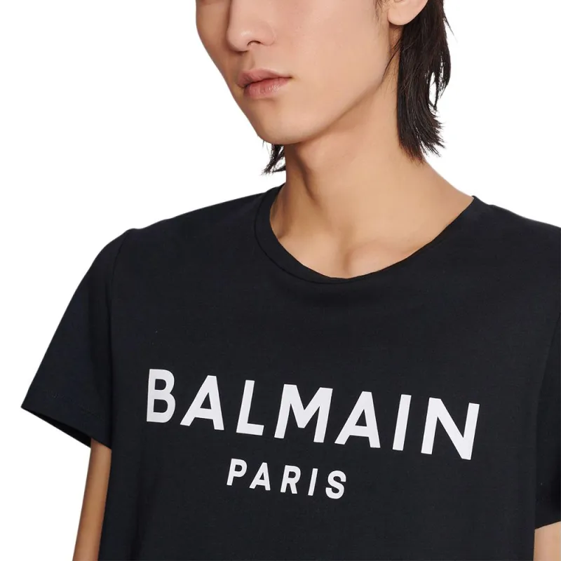 BALMAIN Logo Printed Round Neck T Shirt-5