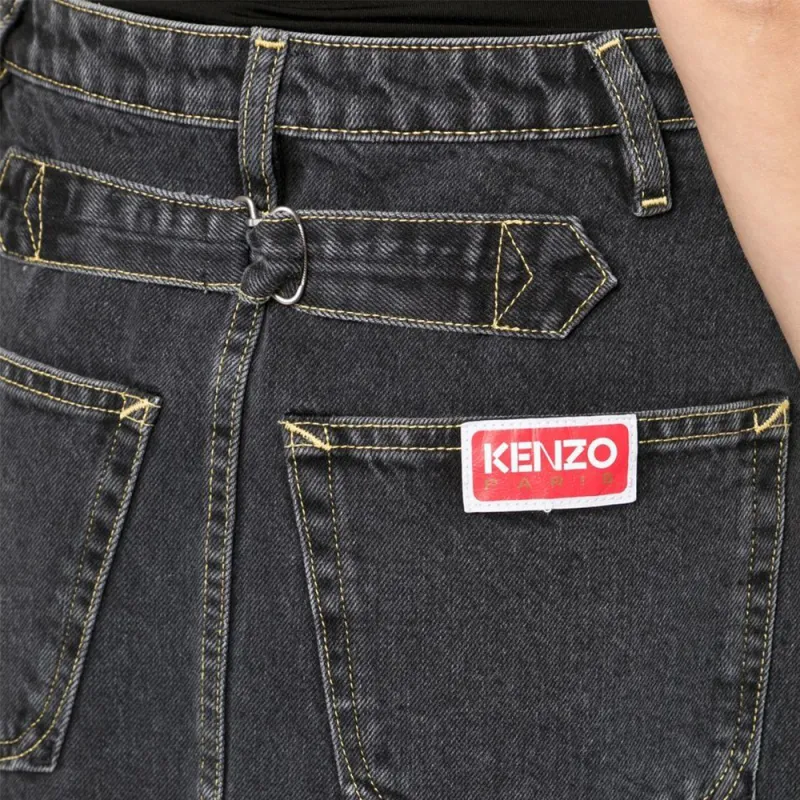 KENZO High waisted Bleached Denim Skirt-3