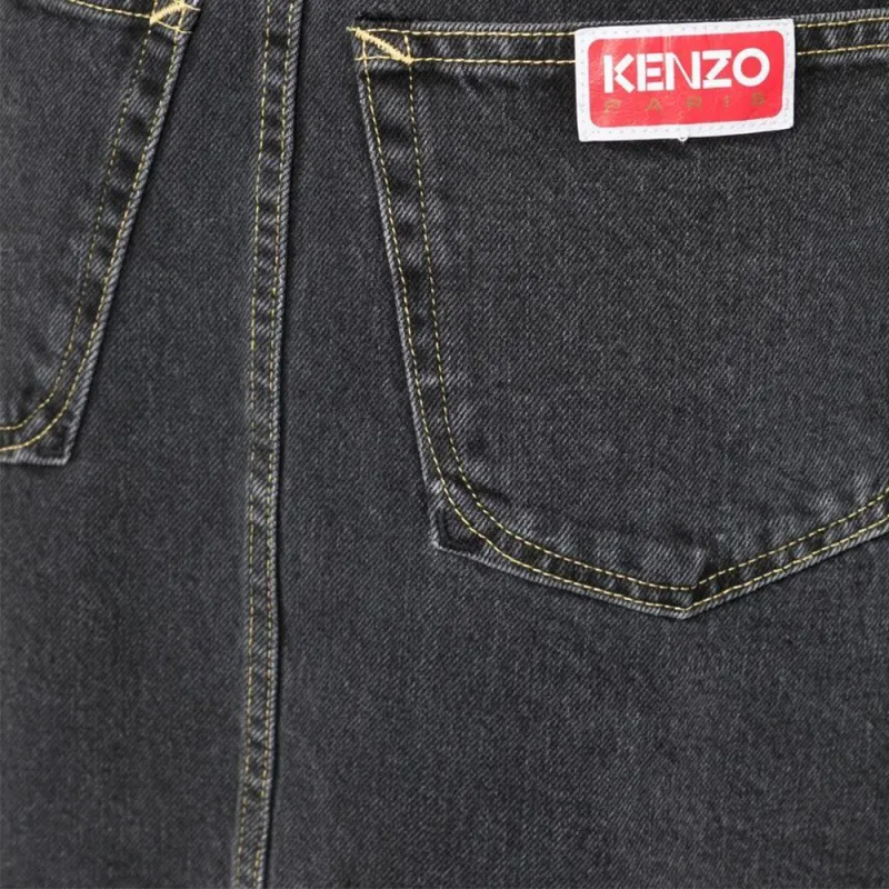 KENZO High waisted Bleached Denim Skirt-4