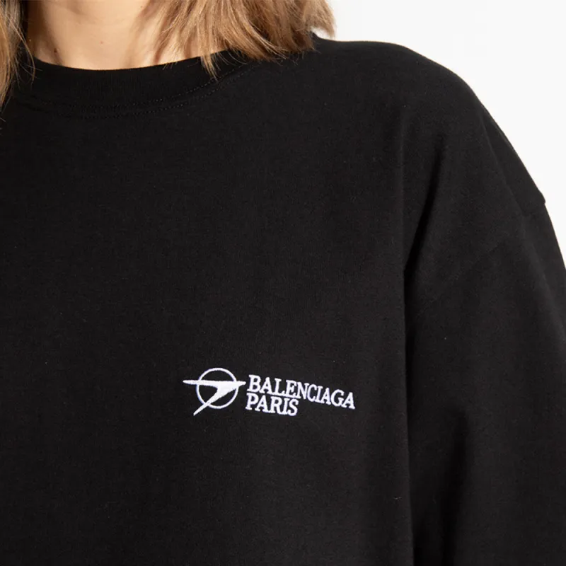 Balenciaga Front And Back Embroidered Short-Sleeved T-Shirt Women's Black-4