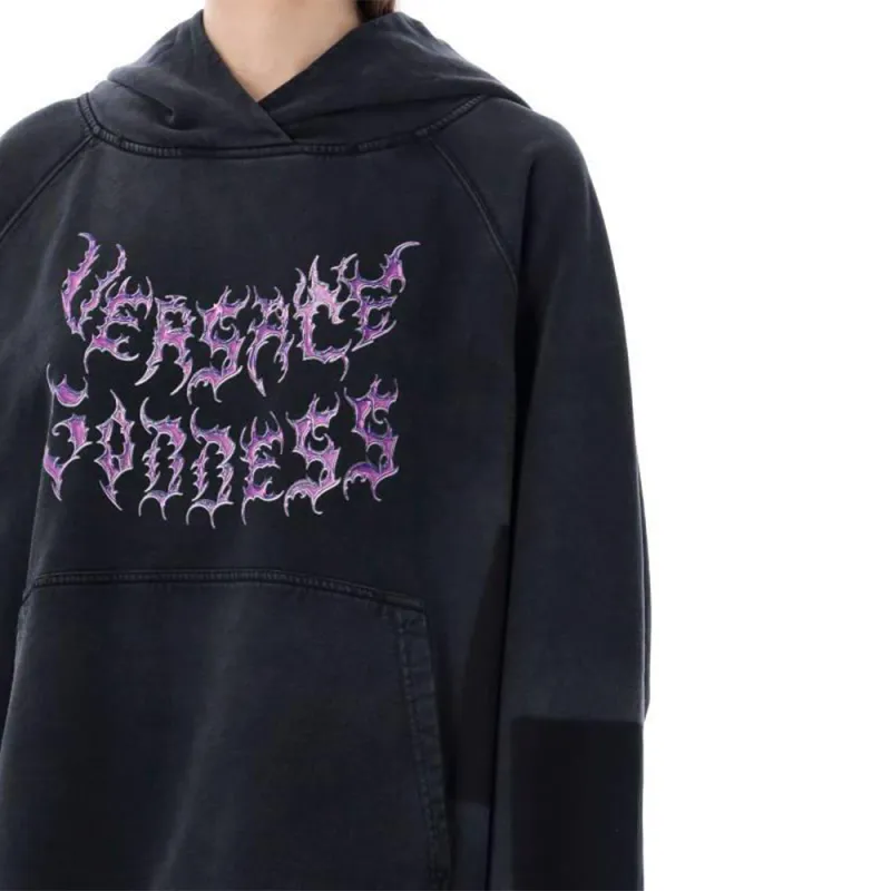 VERSACE Logo Printed Long Sleeved Hoodie-5