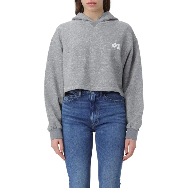 AUTRY Logo flocked Cropped Hoodie-2