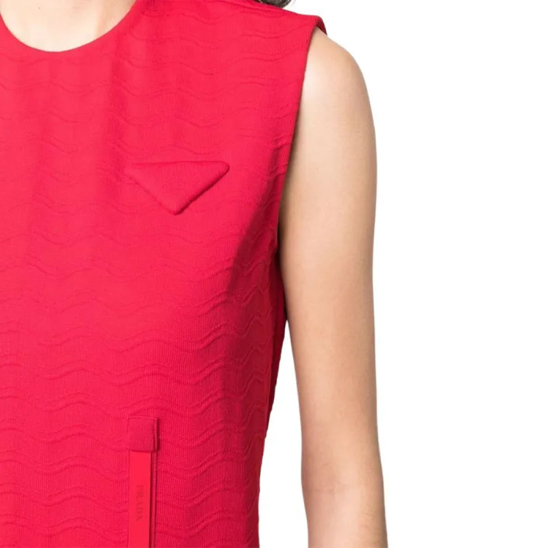 PRADA Logo Embroidered Crewneck Tank Top-4