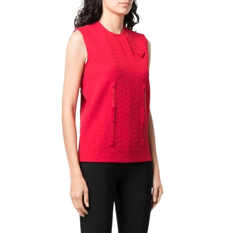 PRADA Logo Embroidered Crewneck Tank Top-3