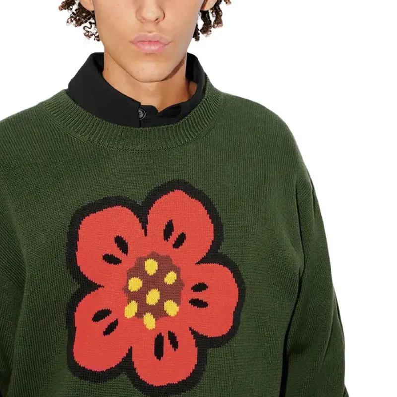 KENZO Boke Flower Logo Intarsia Crewneck Jumper-5