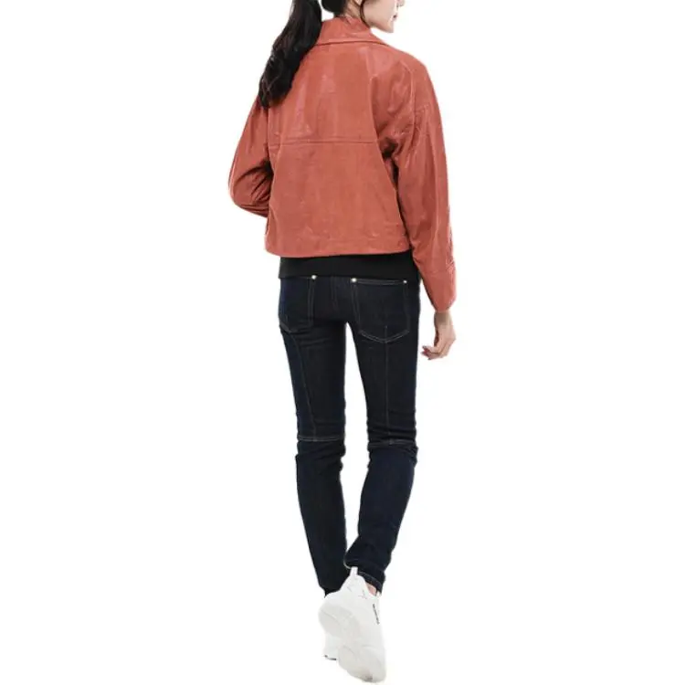 GIORGIO ARMANI Leather Jacket Women's Pink-5